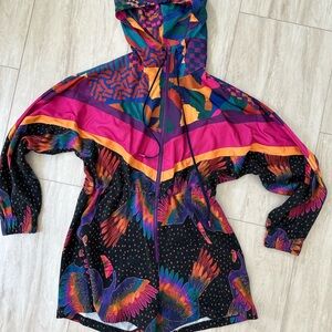 FARM Rio Rainbow Birds Hooded Sweatshirt Romper XS